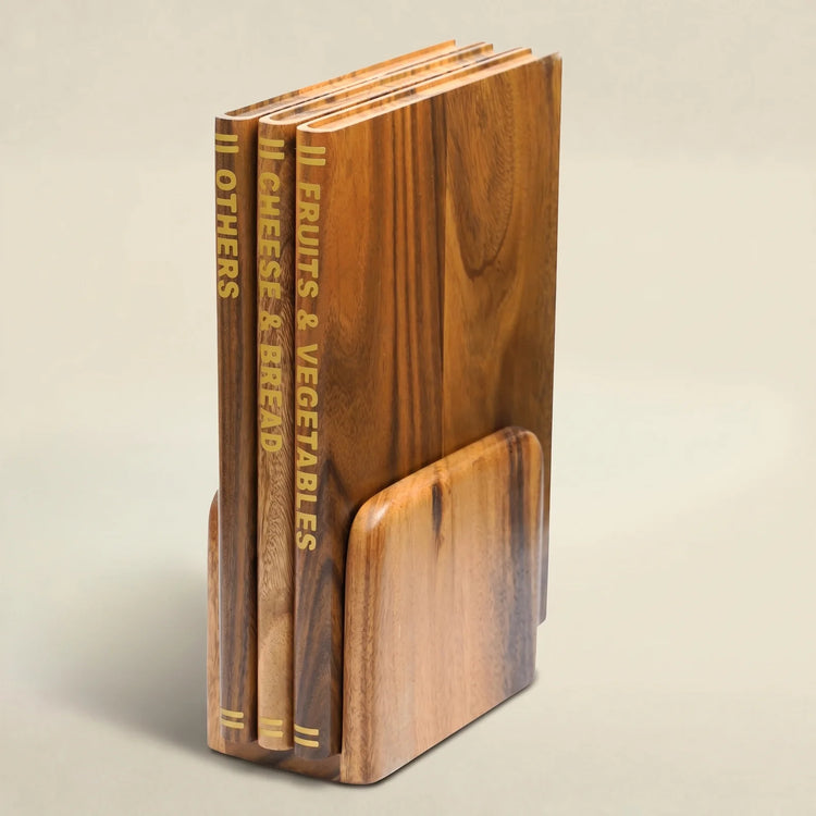 Book-Style Wooden Chopping Board Set
