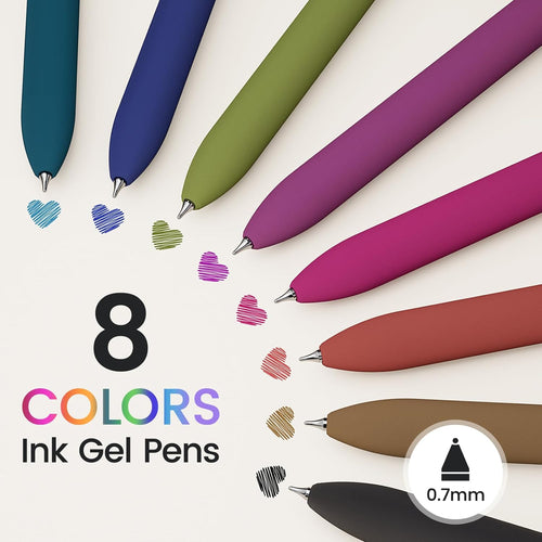 RetroColor Gel Pens - Pack of 8