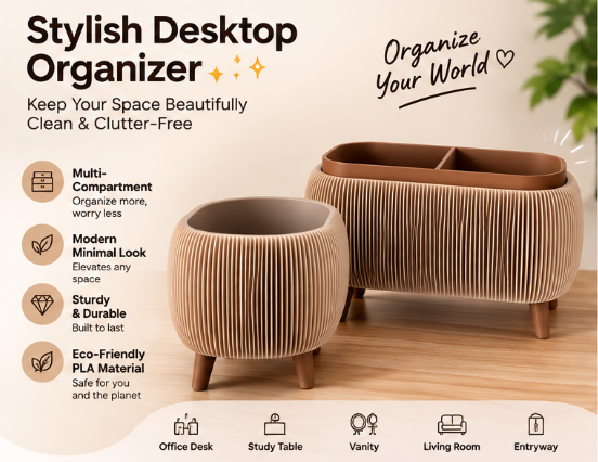 Modern Desk Organizer with Storage Lid