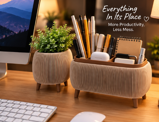 Modern Desk Organizer with Storage Lid