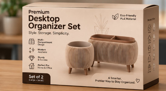 Modern Desk Organizer with Storage Lid