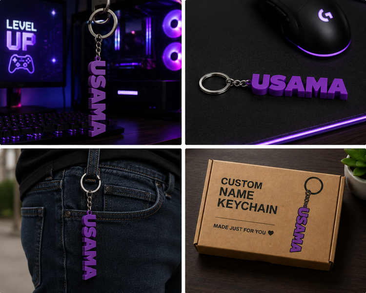Personalized 3D Printed Name Keychains – Pack of 3