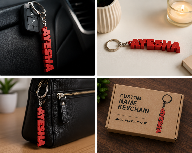 Personalized 3D Printed Name Keychains – Pack of 3